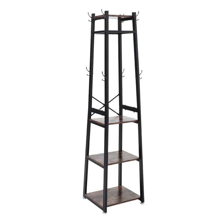 Industrial Style Clothing Rack with 4 Tiers of Shelves