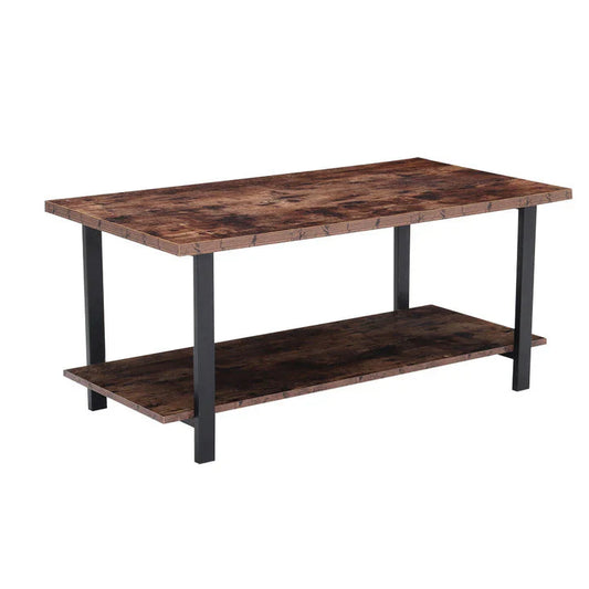 Rustic Coffee Table with Storage Shelf