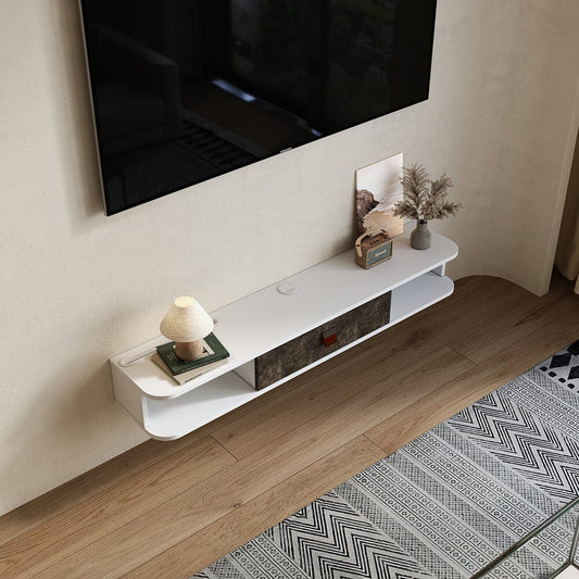 Sleek Floating Cabinet with White and Gray Design