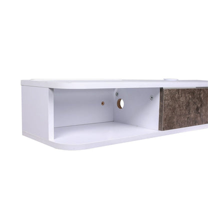 Sleek Floating Cabinet with White and Gray Design