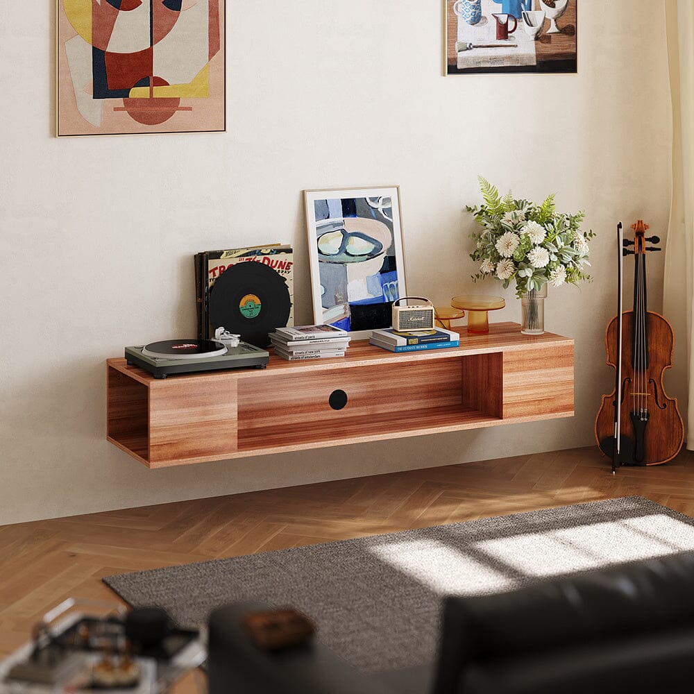 Stylish Brown Floating Cabinet with Single Shelf