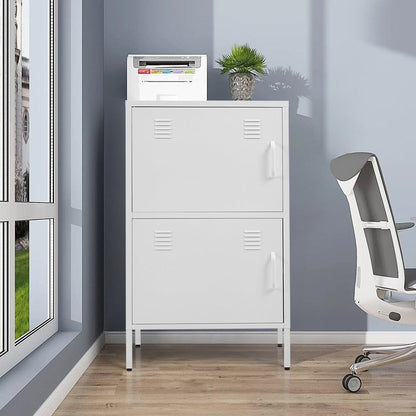 Sleek White Two-Door File Cabinet for Modern Storage Solutions