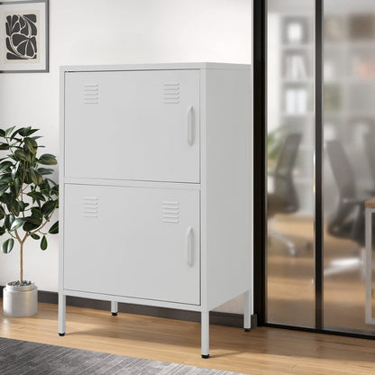 Sleek White Two-Door File Cabinet for Modern Storage Solutions