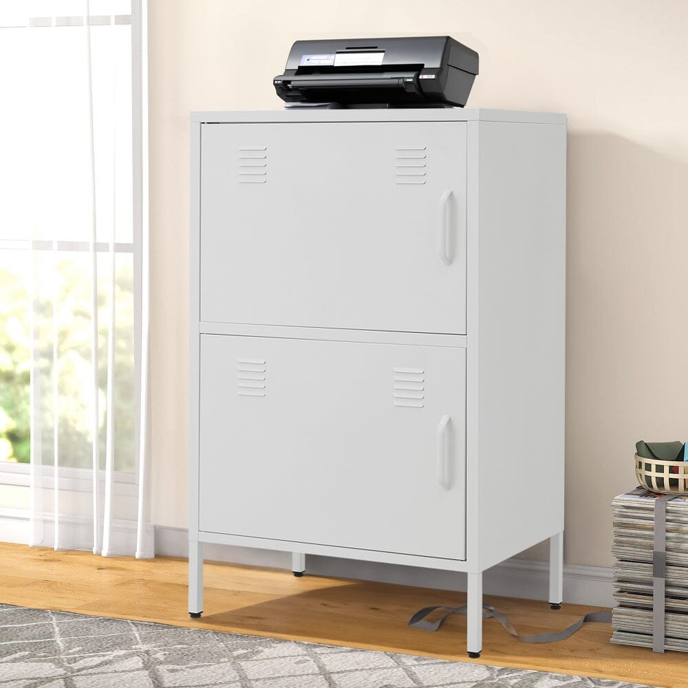 Sleek White Two-Door File Cabinet for Modern Storage Solutions