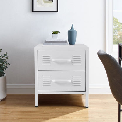 Compact White Two-Door File Cabinet for Efficient Storage