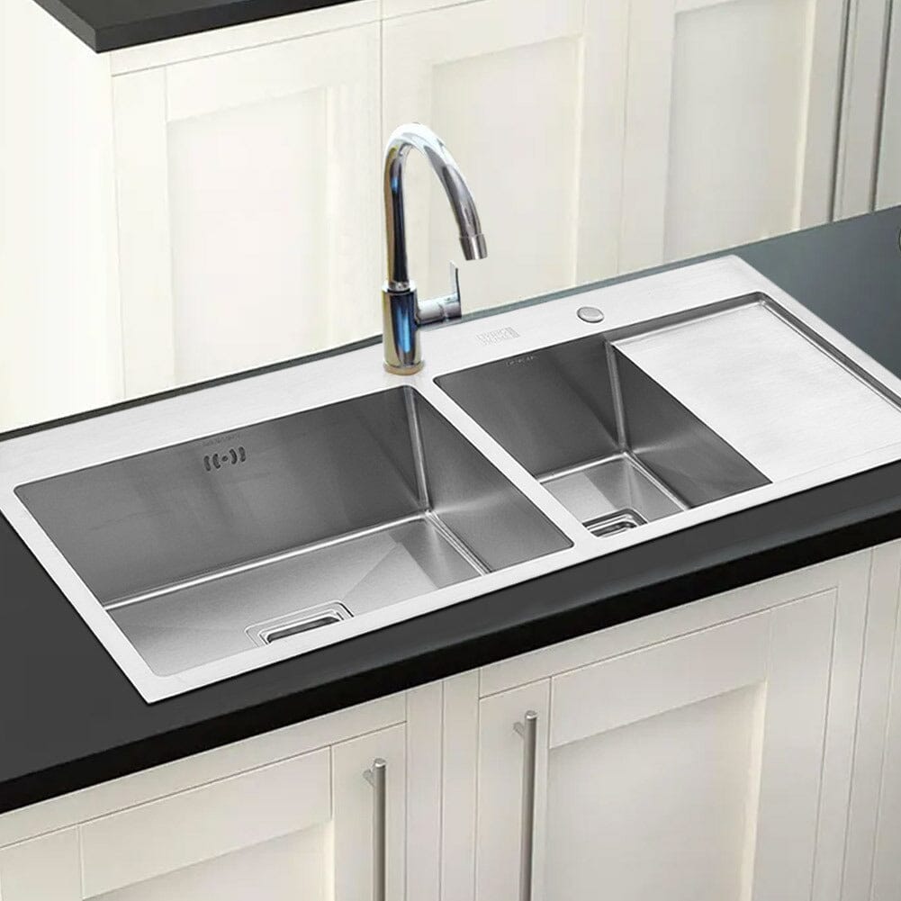 Stainless Steel Inset Kitchen Sink, Double Bowl Drainer Overflow