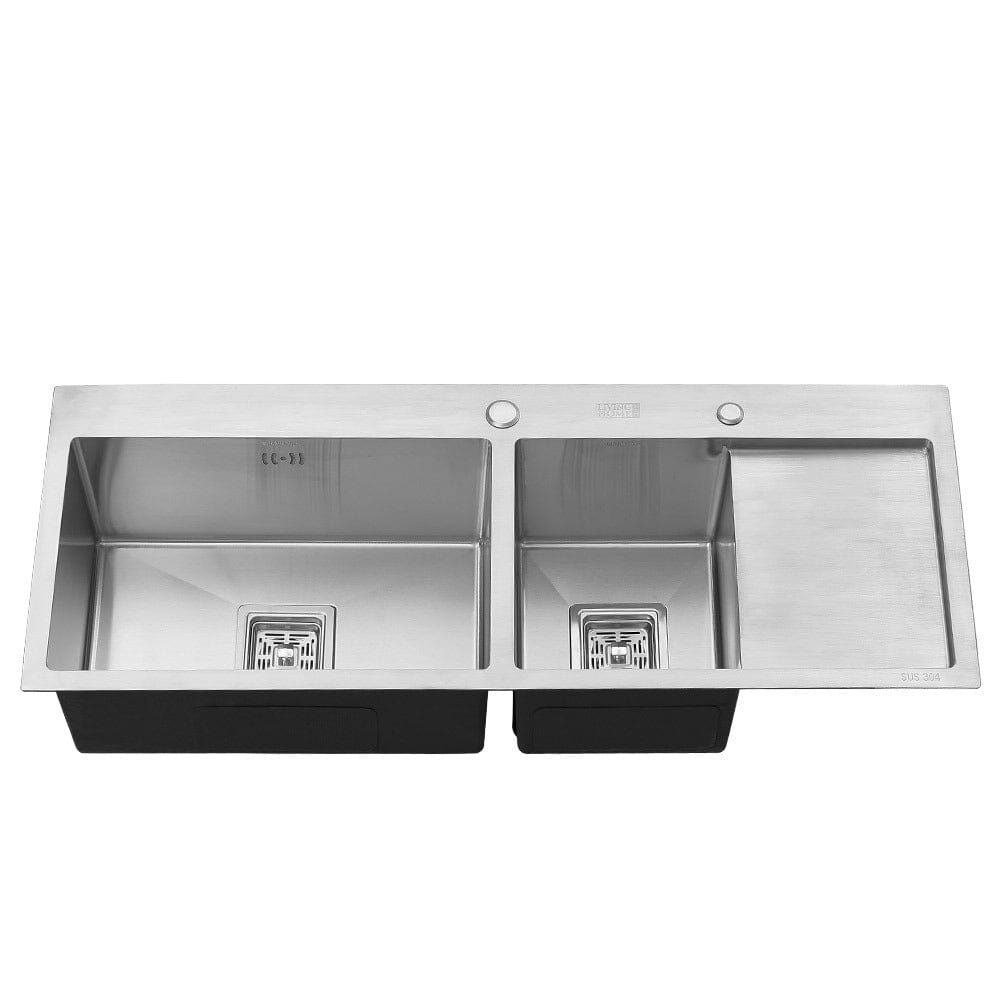 Stainless Steel Inset Kitchen Sink, Double Bowl Drainer Overflow