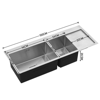 Stainless Steel Inset Kitchen Sink, Double Bowl Drainer Overflow