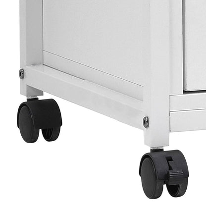 Versatile White Office Cabinet with Lockable Drawers and Mobility