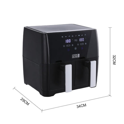 8L Black Touch Screen Air Fryer with Dual Basket