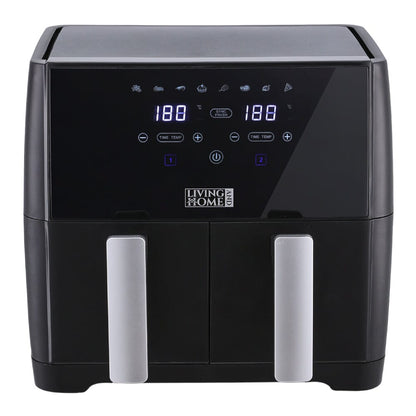8L Black Touch Screen Air Fryer with Dual Basket