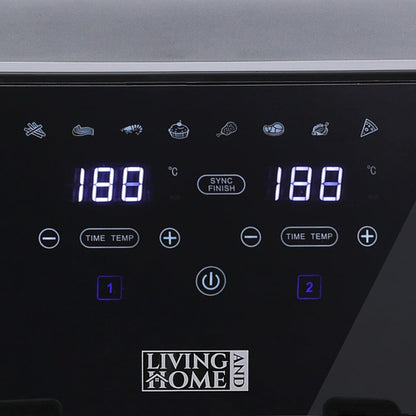 8L Black Touch Screen Air Fryer with Dual Basket