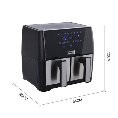 8L Black Touch Screen Air Fryer with Dual Basket