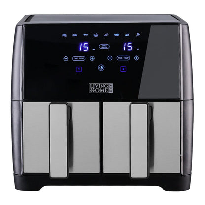 8L Black Touch Screen Air Fryer with Dual Basket