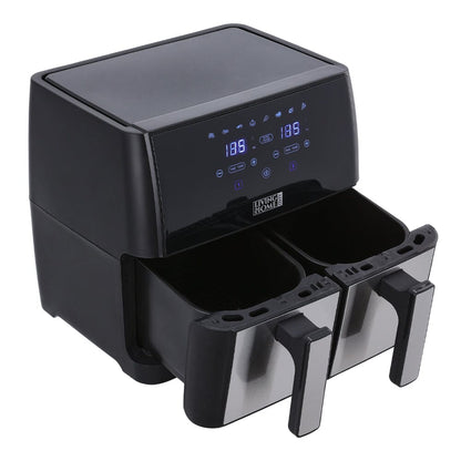 8L Black Touch Screen Air Fryer with Dual Basket
