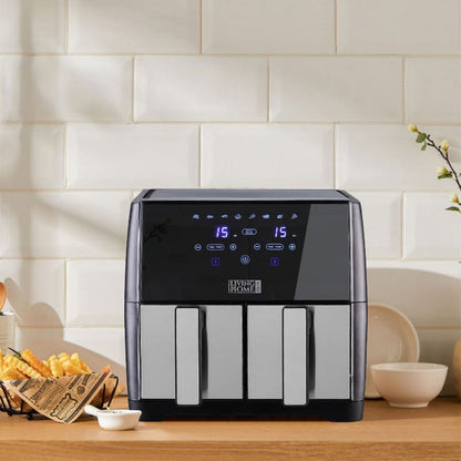 8L Black Touch Screen Air Fryer with Dual Basket