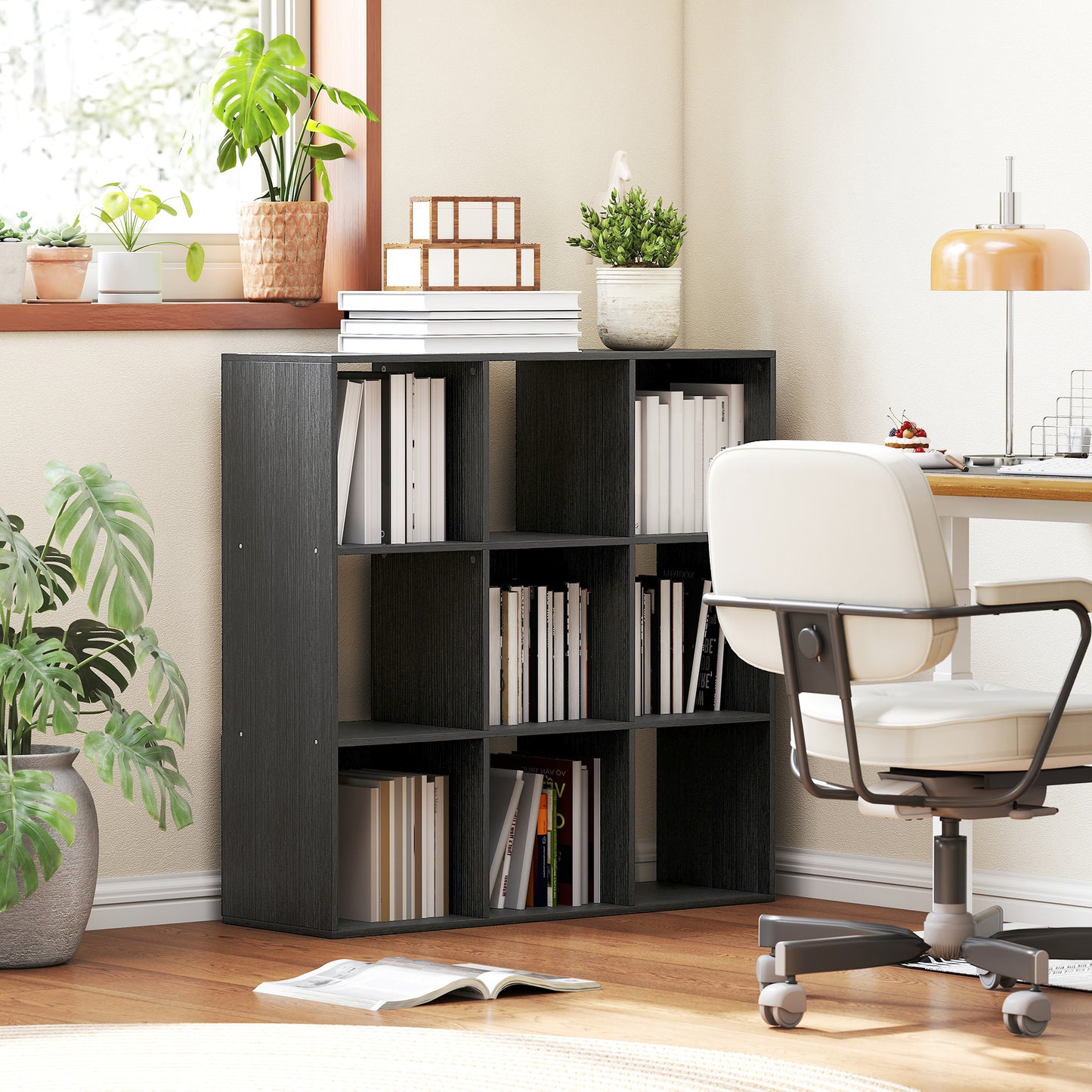 HOMCOM Nine-Cube Storage Shelf - Black