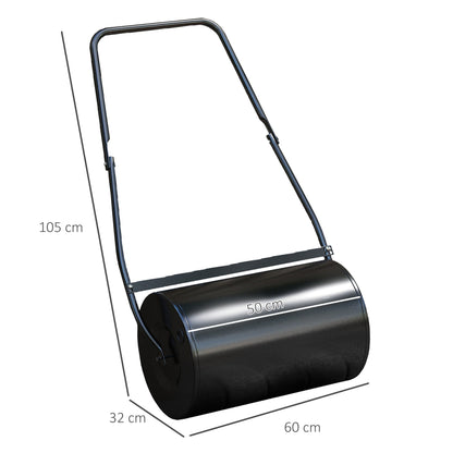 DURHAND 38L Garden Lawn Roller, Water Sand Filled Outdoor Grass Roller, Heavy Duty Metal Lawn Push Rolling Tool Aerator for Grass Seeding, Soil Levelling, Black