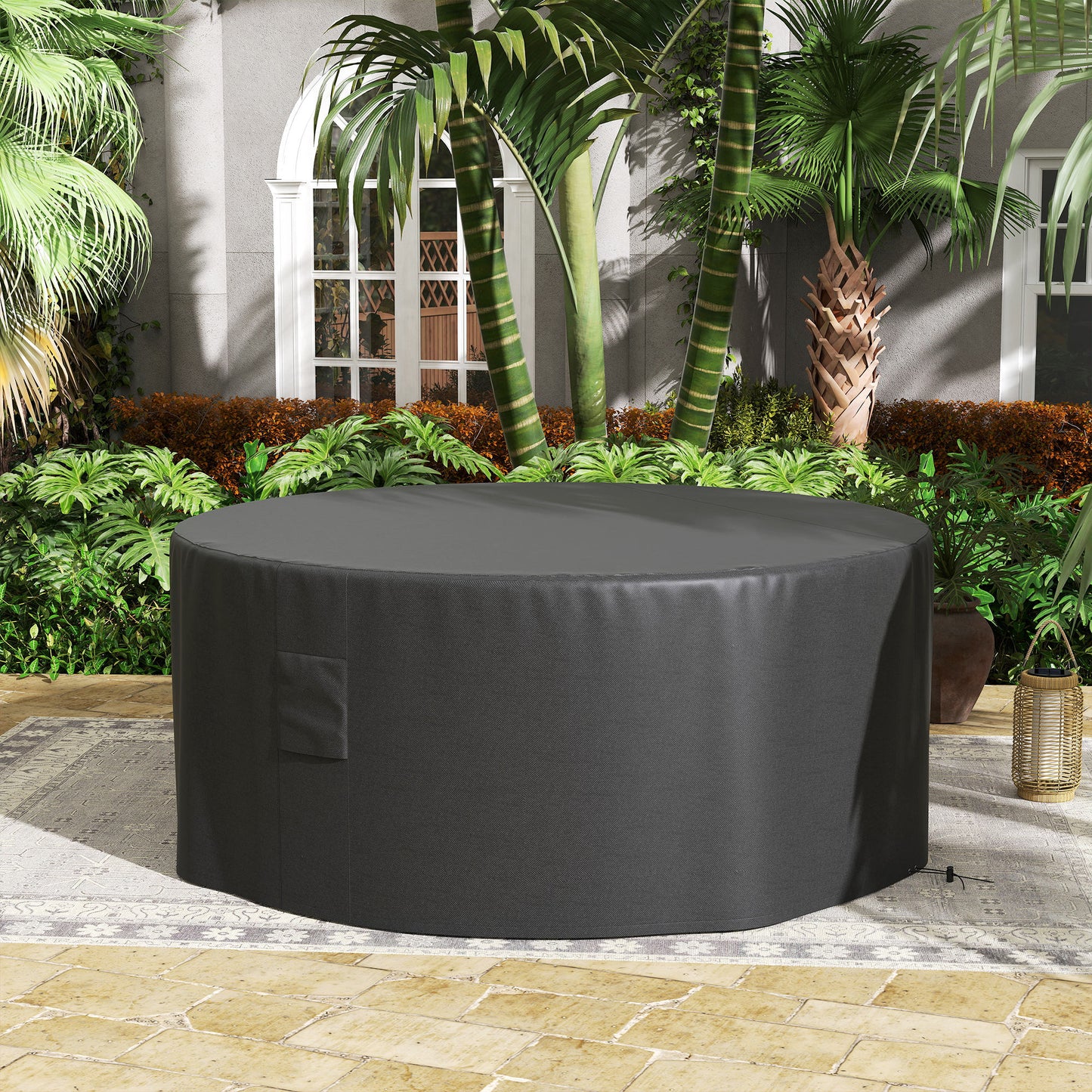 Zestaw mebli ogrodowych Outsunny Garden Patio Large Round Cover 600D Oxford Waterproof, √ê¬§193 x 80H cm, czarny
