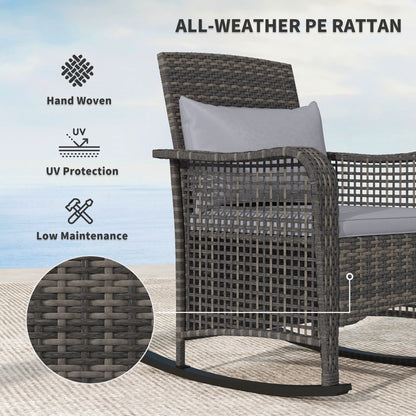 Fotel bujany Outsunny Rattan - jasnoszary