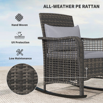 Outsunny Rattan Rocking Chair - Light Grey