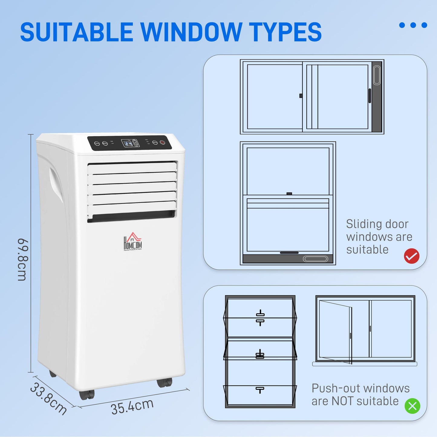 HOMCOM 10000 BTU Air Conditioning Unit, 3-in-1 Portable Air Conditioner, Dehumidifier, Cooling Fan with Remote Control, Digital Display, 2 Speeds, 24H Timer, Window Venting Kit, 18m_