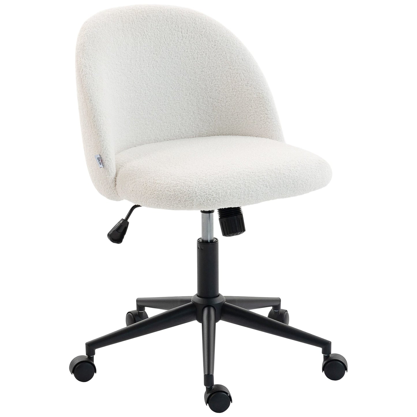 HOMCOM Teddy Fleece Office Chair with Wheels - Cream White