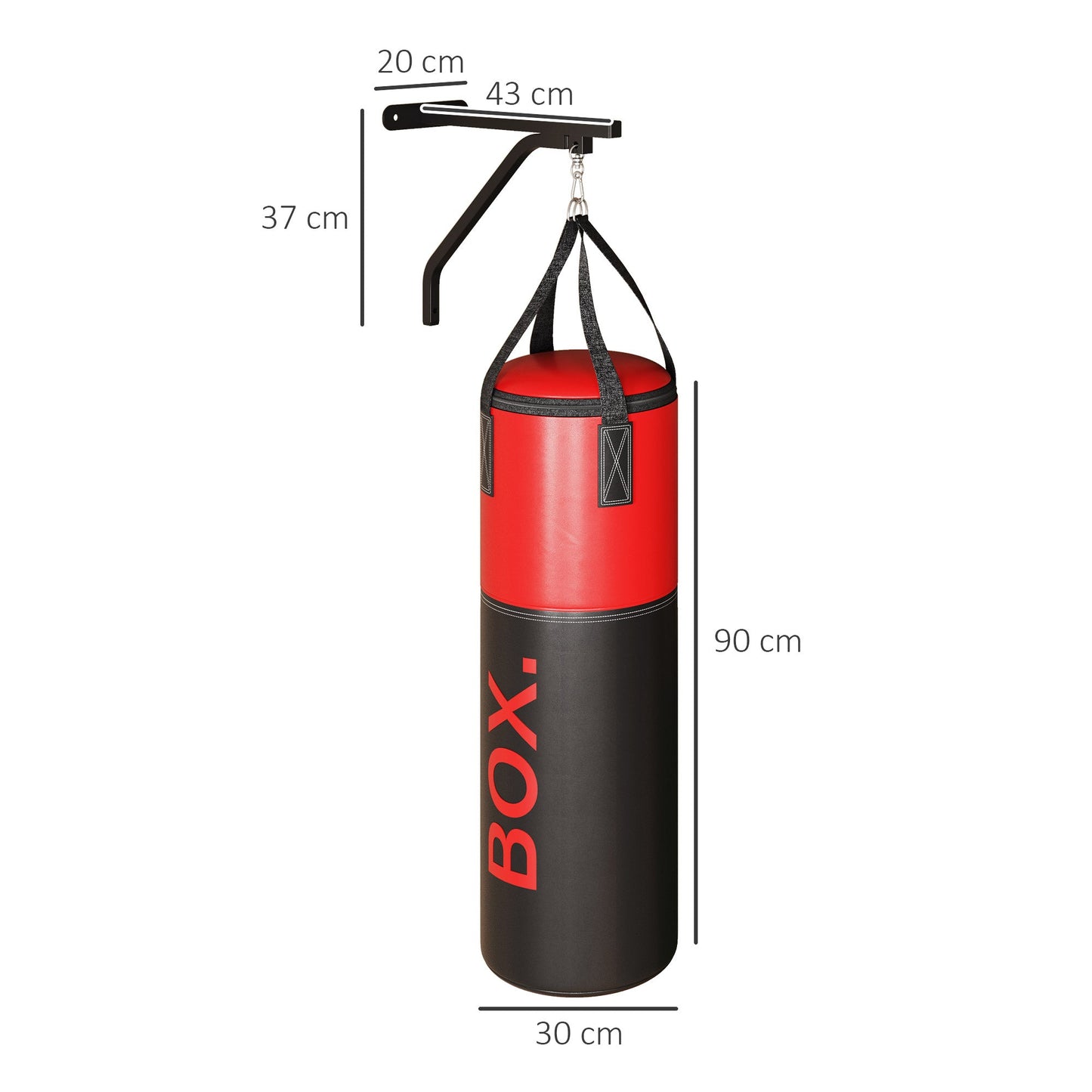 SPORTNOW Unfilled Punching Bag Set with Boxing Bag Bracket, Boxing Gloves, Hand Wraps and 360¡ Swivel Hook