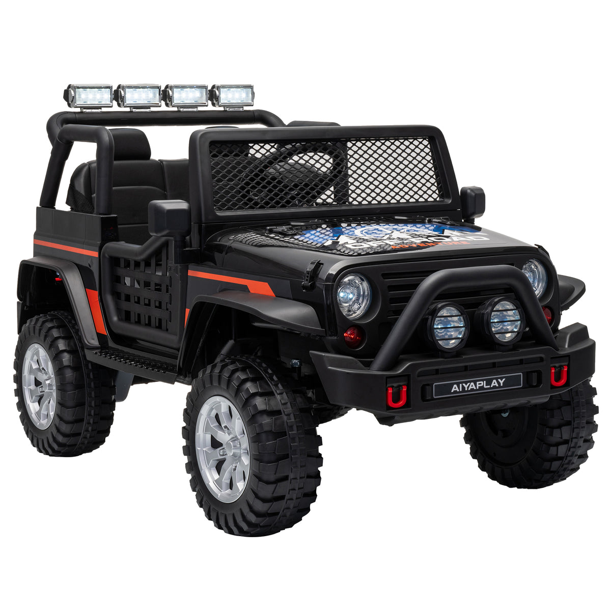 AIYAPLAY 12V Kids Electric Ride on Car with 2 Motors, Remote Control, Soft Start, Four-Wheel Suspension, Seat Belt