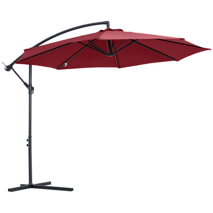 Outsunny Cantilever Parasol Parasol Wiszący Banan Stalowy Ciemnozielony 3M Patio Wino Czerwony