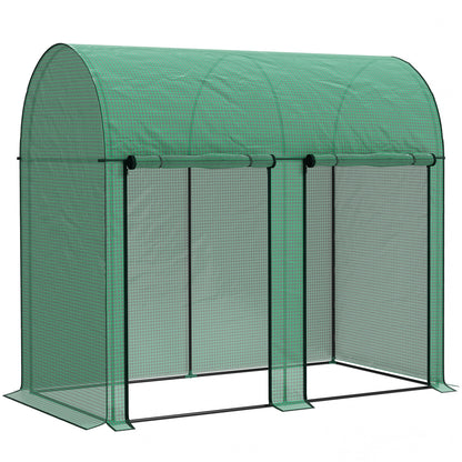 Outsunny 200 x 100cm Walk-In Greenhouse, with Zipped Doors - Green