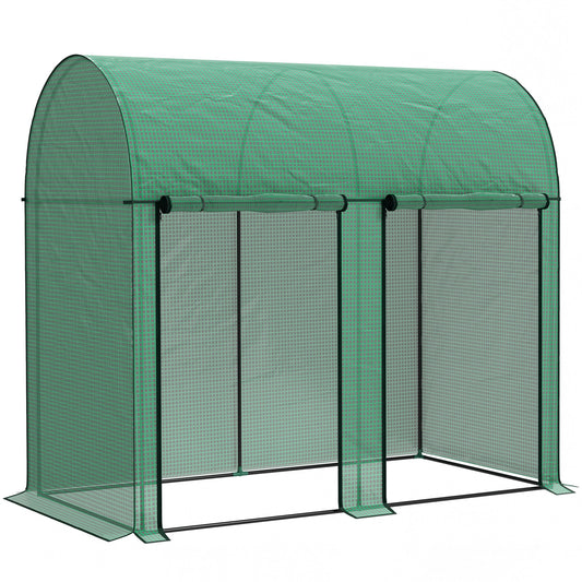 Outsunny 200 x 100cm Walk-In Greenhouse, with Zipped Doors - Green