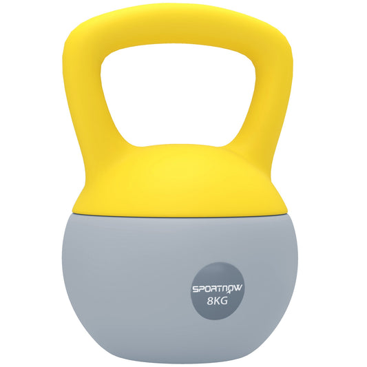 SPORTNOW 8KG Soft Kettlebell, Kettlebell with Non-Slip Handle for Home Gym, Weight Lifting, Strength Training, Yellow/Grey