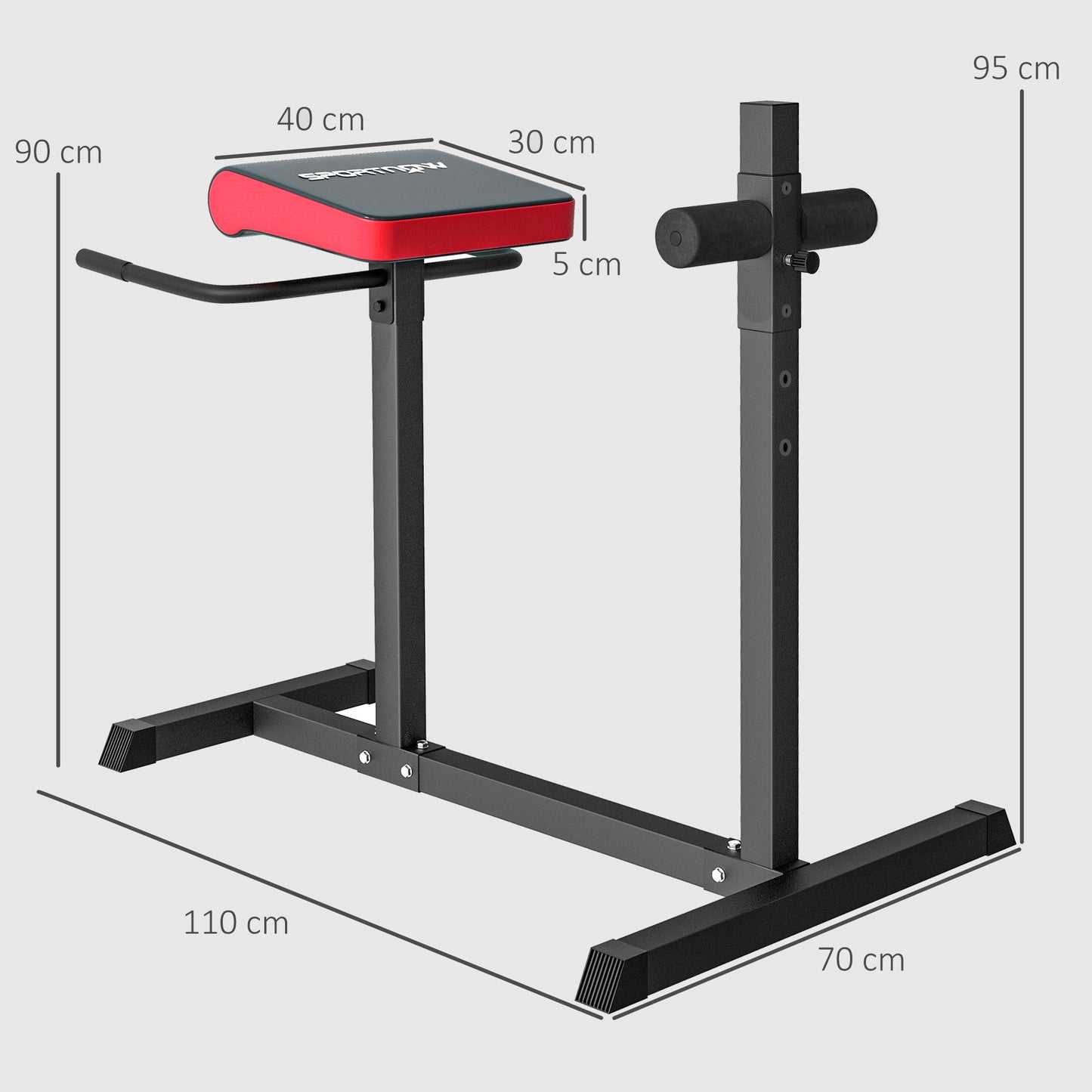 SPORTNOW Back Extension Roman Chair, Hyperextension Bench with Adjustable Leg Roller for Back, Abdominal and Gluteal Training