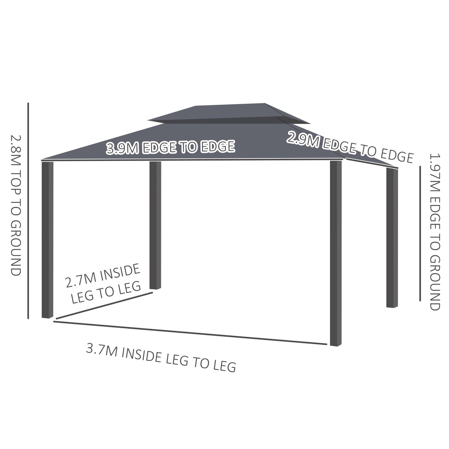 Outsunny 3 x 4m Aluminium Garden√Ç Gazebo, Marquee Canopy Shelter Pavilion Party Tent with Nets and Curtains for Garden and Deck, Black