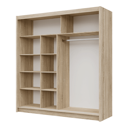 Oak Sonoma Mirrored Sliding Door Wardrobe 203cm – MAYFAIR