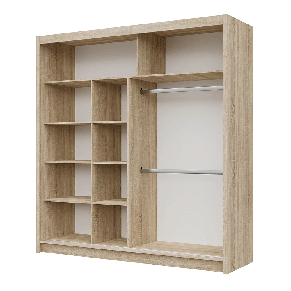 Oak Sonoma Mirrored Sliding Door Wardrobe 203cm – CHESTER 2