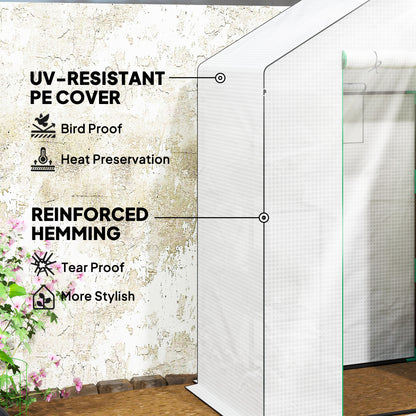 Outsunny 143 x 74cm Walk-In Greenhouse z półkami - biały