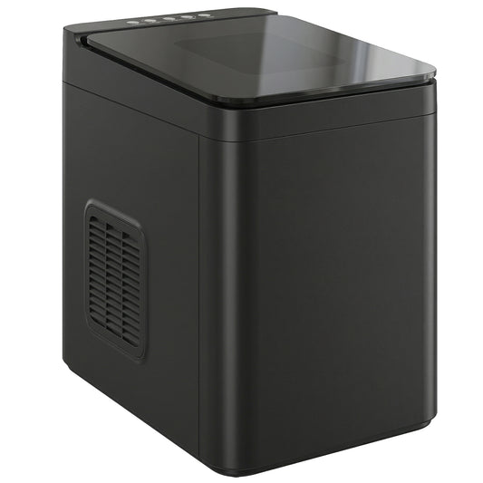 HOMCOM Countertop Ice Maker Machine Self-Cleaning Compact Ice Machine with Ice Scoop and Basket Black