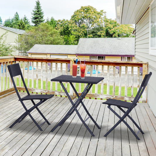Zestaw mebli rattanowych Outsunny 2-osobowy-czarny