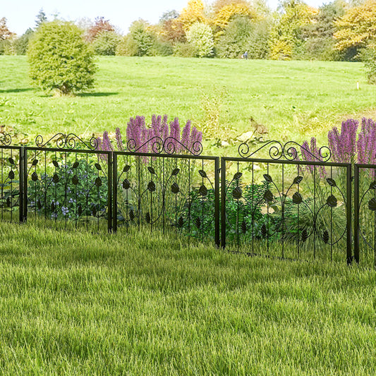 464 x 58 cm Decorative Garden Fence with 8 Panels-Black