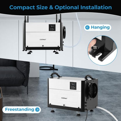 50/70L/Day Crawl Space Dehumidifier with 3 Modes and 24H Timer-Black-50L