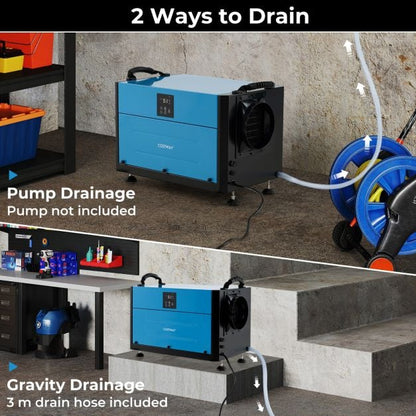 50/70L/Day Crawl Space Dehumidifier with 3 Modes and 24H Timer-Blue-70L