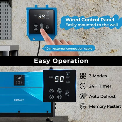 50/70L/Day Crawl Space Dehumidifier with 3 Modes and 24H Timer-Blue-70L