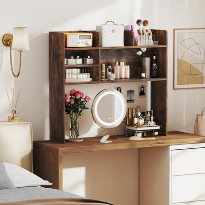 Desktop Bookshelf 3-Tier Display Rack Bookcase Storage Rack-Rustic Brown