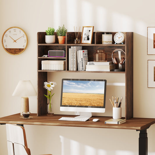 Desktop Bookshelf 3-Tier Display Rack Bookcase Storage Rack-Rustic Brown