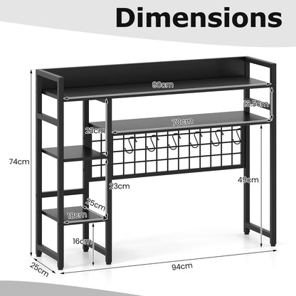 Desktop Bookshelf with 4 Open Storage Shelves for Computer Monitor Up to 32 Inch-Black