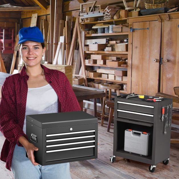 6-Drawer Rolling Lockable Tool Chest for Garage &amp; Factory &amp; Workshop -Black