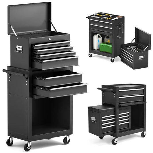 6-Drawer Rolling Lockable Tool Chest for Garage &amp; Factory &amp; Workshop -Black