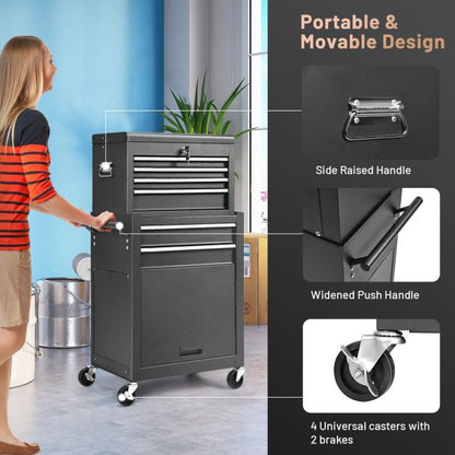 6-Drawer Rolling Lockable Tool Chest for Garage &amp; Factory &amp; Workshop -Black